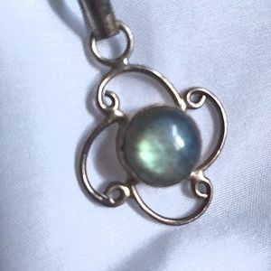 Rustic Dark Moonstone and Pearl Necklace and Earrings Set